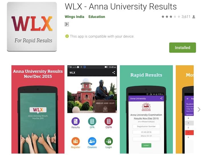 anna university results app, wlx result app